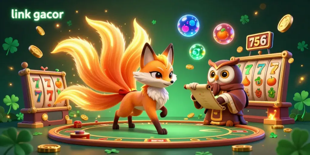 Experience thrilling gameplay with the link gacor showcasing a vibrant nine-tailed fox and immersive slot visuals.