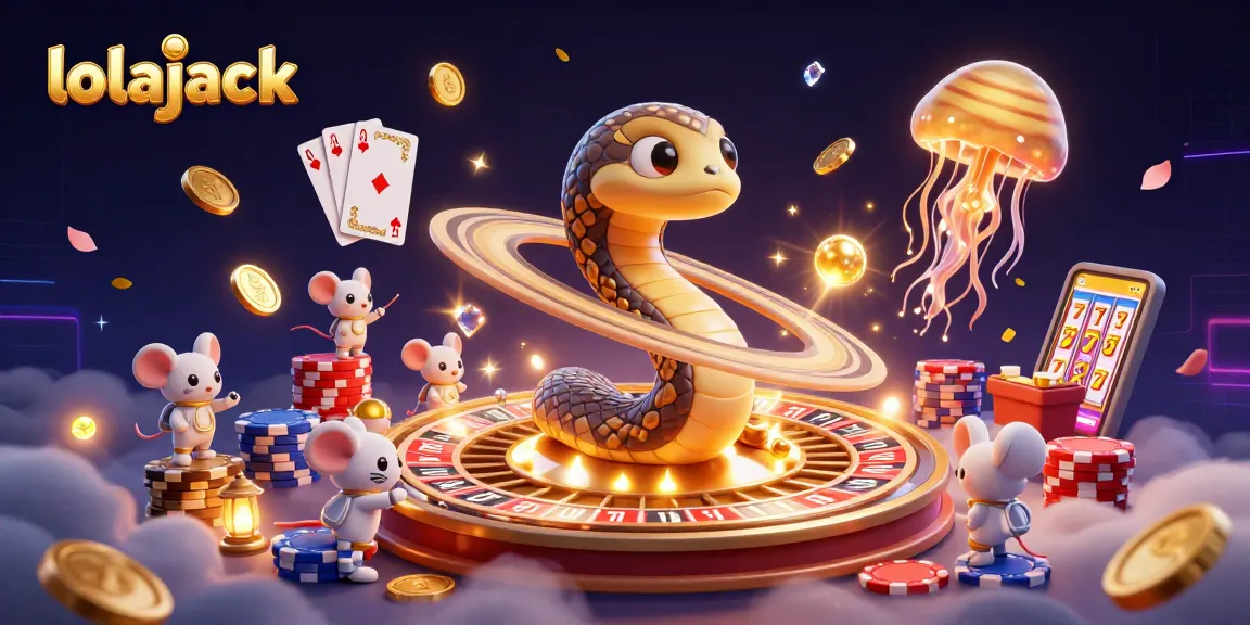 Experience the thrill of gambling at lolajack with casino elements depicting excitement and winnings.